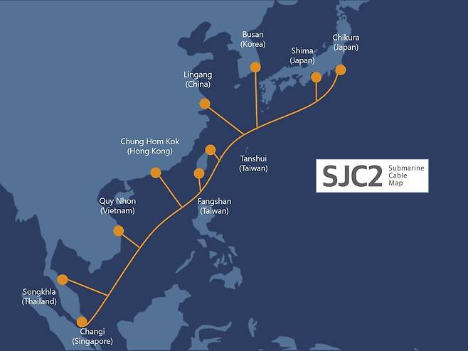 국제 해저 케이블 SJC2 경로 [SK브로드밴드 제공. 재판매 및 DB 금지]