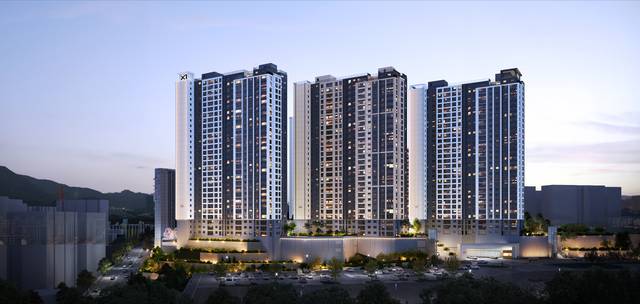 양산자이 파크팰리체 야경 투시도