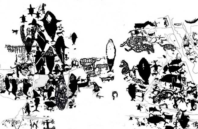 세계유산에 등재된 반구대 주암면의 암각화 도면. 울산시 제공