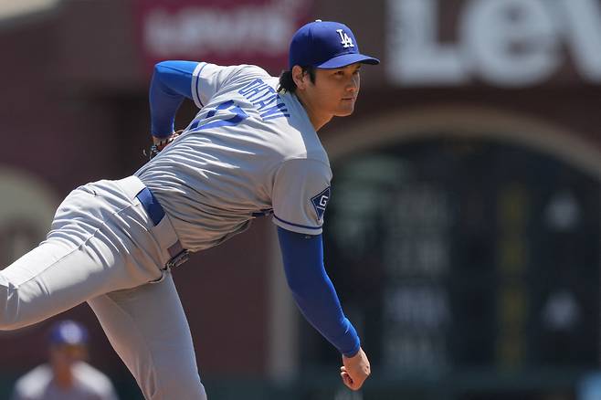 LA 다저스 오타니 쇼헤이가 오는 22일(한국시각) 미네소타 트윈스를 상대로 후반기 첫 선발등판을 하기로 했다. Imagn Images연합뉴스