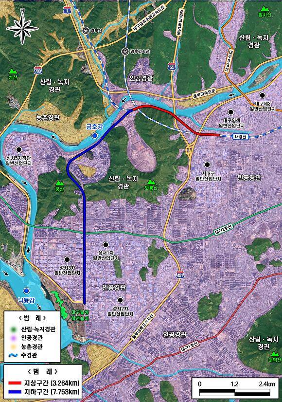 대구산업선 철도건설사업 위치도 [사진=대구시]