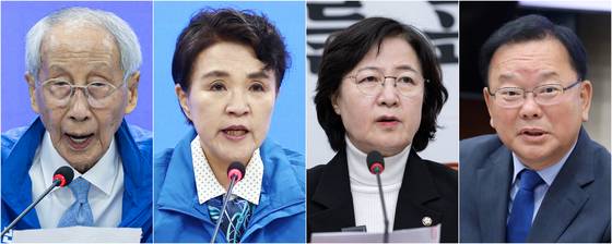 대통령실은 13일 보도자료를 통해 "우리 정부는 국제사회에 민주 대한민국의 복귀를 알리고, 새 정부의 국정 철학 및 대외정책을 설명하기 위해 주요국에 대통령 특사단을 파견하기로 했다"고 밝혔다. 사진은 왼쪽부터 유럽연합(EU) 특사단장 윤여준 환경부 장관, 프랑스 특사단장 강금실 전 법무부 장관, 영국 특사단장 추미애 더불어민주당 의원, 인도 특사단장 김부겸 전 국무총리. 뉴스1