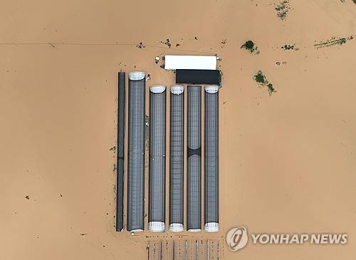 폭우로 침수된 비닐하우스 [연합뉴스 제공]