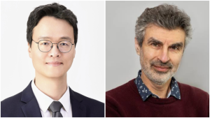 안성진(왼쪽) KAIST 전산학부 교수와 요슈아 벤지오 몬트리올대 교수. 사진 제공=KAIST