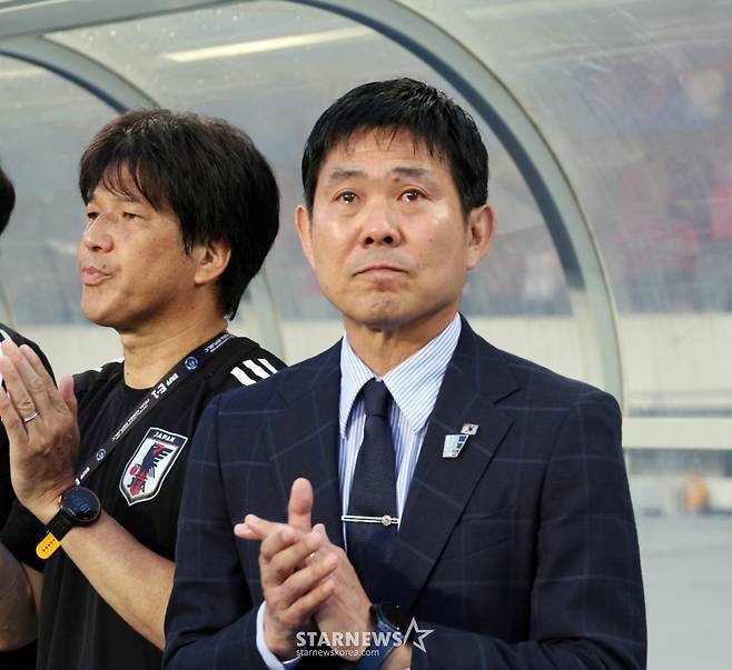 일본 모리야스 감독이 15일 용인미르종합운동장에서 열린 2025 동아시아축구연맹(EAFF) E-1 챔피언십(동아시안컵) 일본과의 최종전에서 지휘하고 있다. 2025.07.15. /사진=강영조 선임기자
