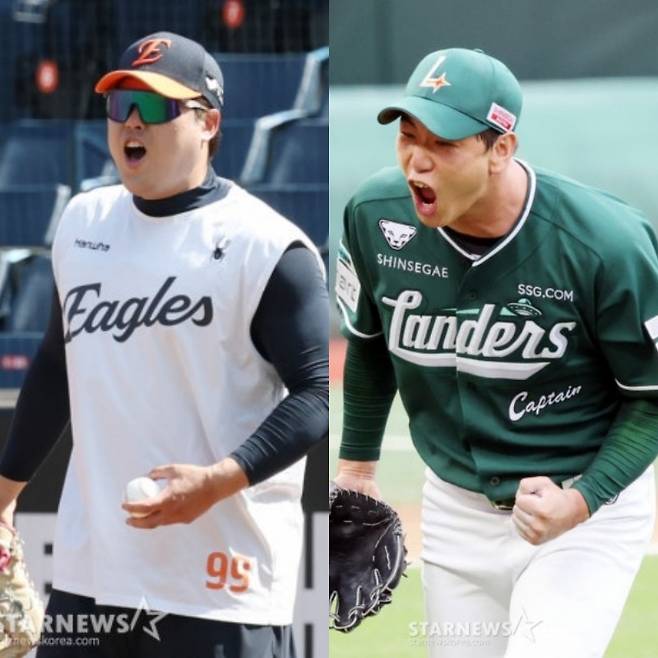 한화 류현진(왼쪽)과 SSG 김광현. /사진=김진경 대기자, 강영조 선임기자