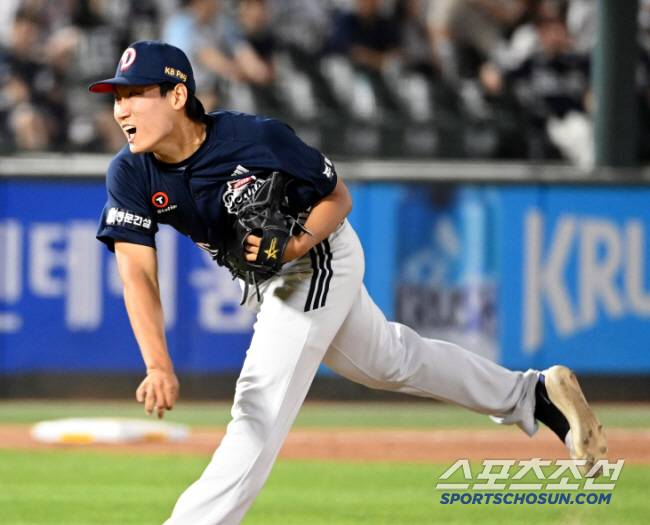 10일 부산 사직야구장에서 열린 두산과 롯데의 경기, 두산 김한중이 역투하고 있다. 부산=허상욱 기자wook@sportschosun.com/2025.07.10/