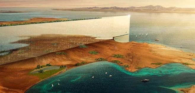 사우디아라비아 네옴시티 프로젝트의 핵심인 '더 라인' 조감도. 아시아경제자료사진