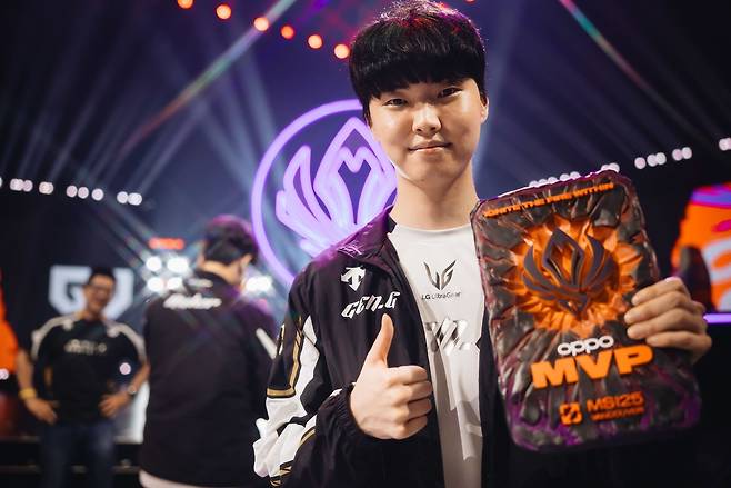 Jeong “Chovy” Ji-hoon of Gen.G poses for a photo after the MSI finals held in Vancouver, Canada, in July. (Riot Games)