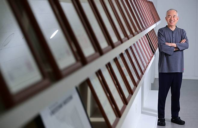 Jusung Engineering Chair Hwang Chul-joo poses during an interview with The Korea Herald held at the company's R&D center in Yongin, Gyeonggi Province, on July 15. (Lee Sang-sub/The Korea Herald)