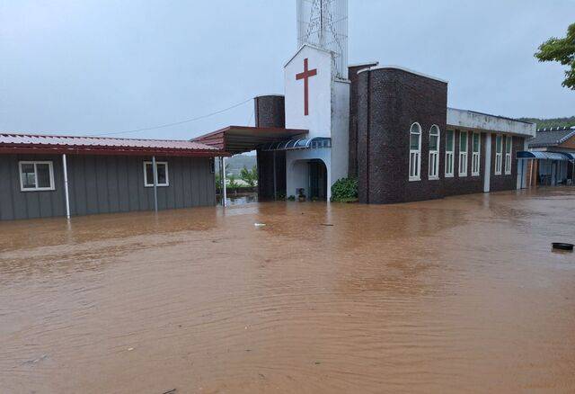 광주광역시 본량제일교회가 폭우로 침수된 모습. 본량제일교회 제공