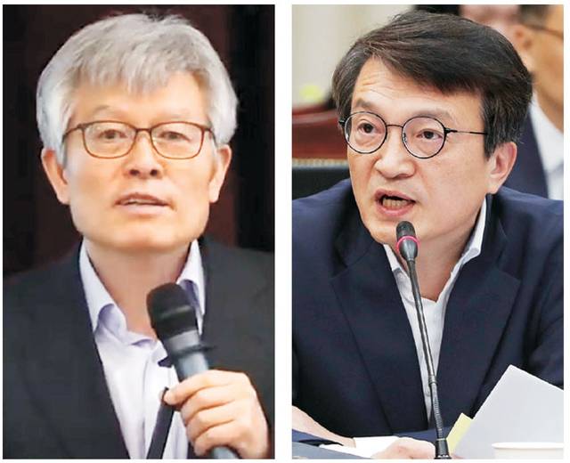 최동석 신임 인사혁신처장, 오른쪽 사진은 김의겸 신임 새만금개발청장. 유튜브캡처·뉴시스