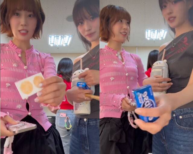 허영지와 이미주가 에겐녀로 변신해 애교 있는 목소리로 자랑을 하고 있다. / 이미주 소셜미디어