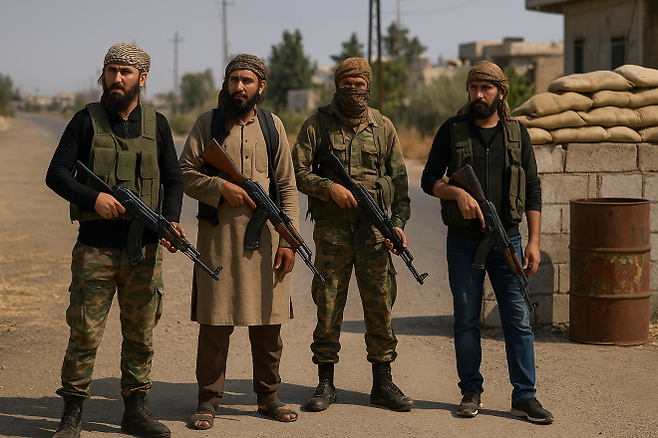 인공지능(AI)으로 생성한 시리아 무장 세력 이미지.