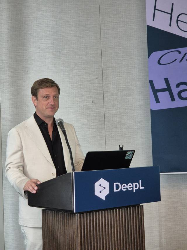 세바스찬 엔더라인 딥엘 최고기술책임자(CTO)가 21일 서울 그랜드 인터컨티넨탈 서울 파르나스에서 한국 시장의 중요성을 설명하고 있다. 김성태 기자