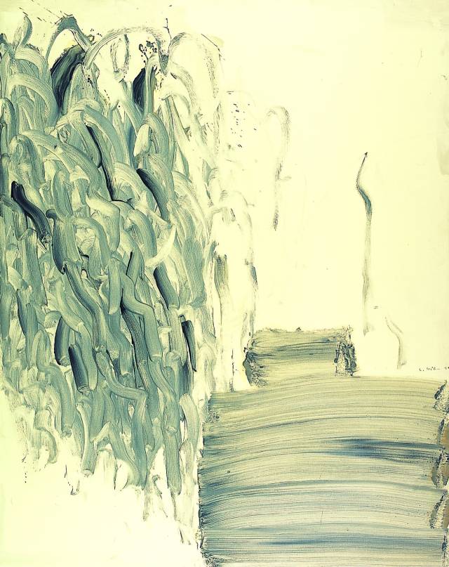 이우환, With Winds, 1990, 캔버스에 유채, 228x182cm (경남도립미술관 소장)