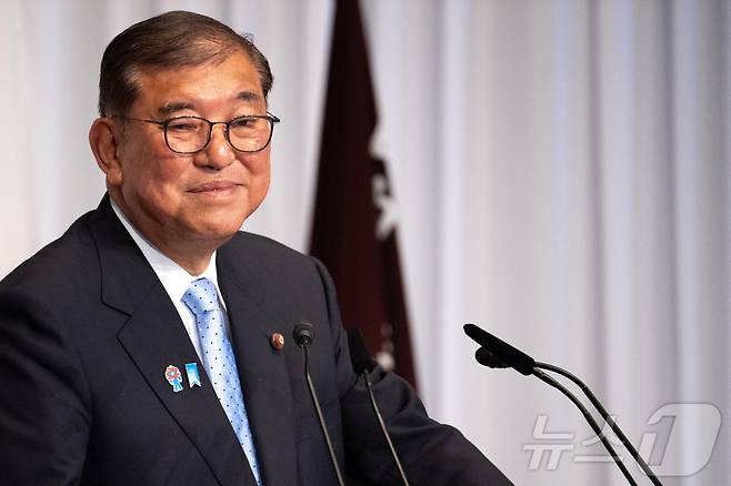 21일 이시바 시게루 일본 총리가 참의원 선거 이후 자민당 본부에서 기자회견을 하고 있다. 2025.07.21 ⓒ 로이터=뉴스1 ⓒ News1 김지완 기자