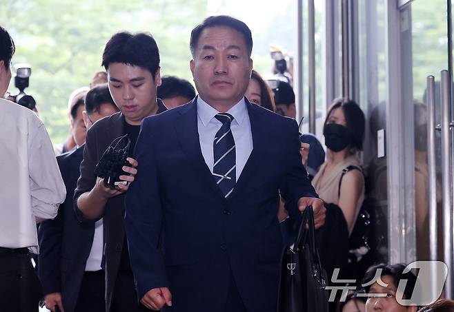 김계환 전 해병대사령관이 7일 서울 서초구 순직해병 특검 사무실에 조사를 받기위해 출석하고 있다.  2025.7.7/뉴스1 ⓒ News1 박지혜 기자