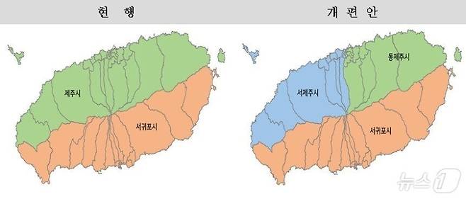 제주특별자치도의 제주 기초자치단체 설치안.(제주특별자치도 제공)