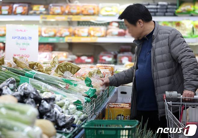 서울 시내 한 대형 식자재 마트에서 한 시민이 물건을 고르고 있다. 2023.11.23/뉴스1 ⓒ News1 김진환 기자