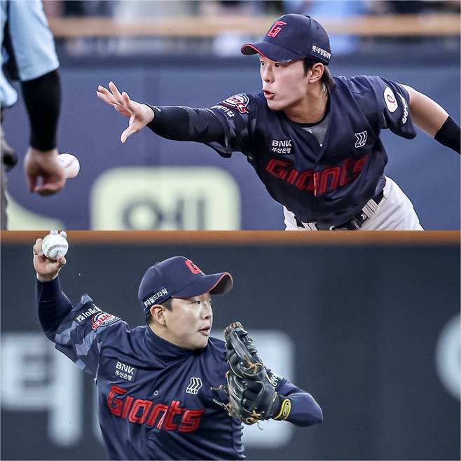 롯데 자이언츠 미래 키스톤 콤비 한태양(위)과 이호준(아래). 사진=롯데 자이언츠