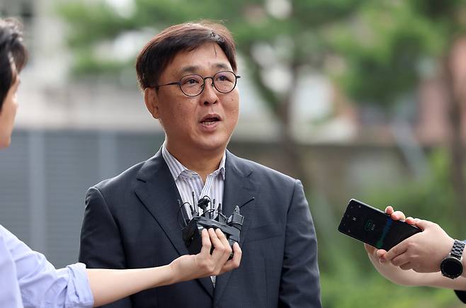 Chae Hwi-young, the nominee for minister of culture, sports and tourism, answers questions from reporters on July 14 at the National Museum of Modern and Contemporary Art, Seoul. (Ministry of Culture, Sports and Tourism)