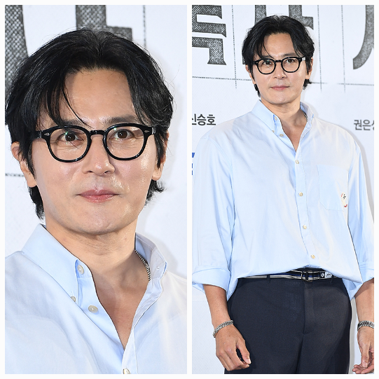 장동건이 약 9개월 만에 배우 이민호 응원을 위해 공식석상에 등장해 변함없는 조각 비주얼을 선보였다. 사진=천정환 기자