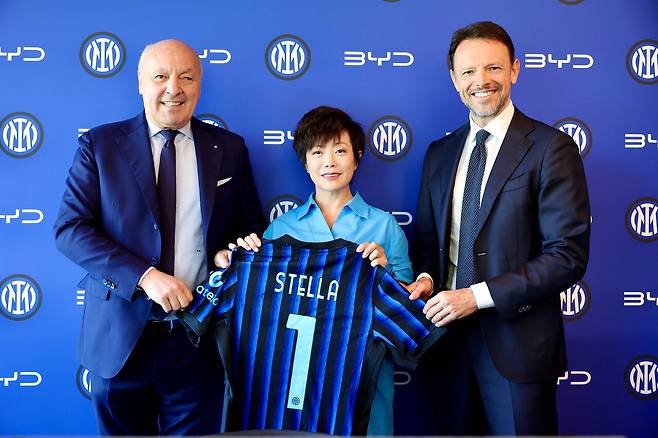 주세페 마로타 인터 밀란 회장 겸 CEO, 스텔라 리 BYD 부회장, 조르지오 리치 인터 밀란 CRO