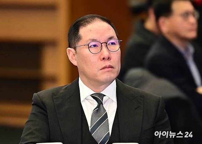 조현상 효성 부회장이 지난해 2월 29일 서울 중구 대한상공회의소 국제회의장에서 열린 서울상공회의소 정기 의원총회에서 한기정 공정거래위원장의 특별강연을 경청하고 있다. [사진=곽영래 기자]