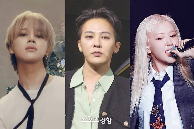 BTS 지민, 빅뱅 지드래곤, 블랙핑크 로제. 연합뉴스