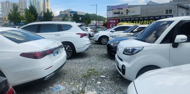 주·정차 뺑소니 사고가 매년 끊이지 않고 발생하고 있다. 사진은 광주 광산구 한 임시공영 주차장. 이정준 기자