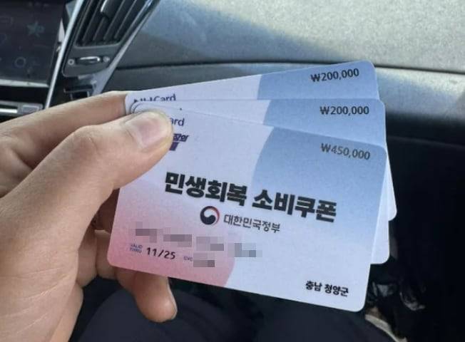 충남의 한 지역에서 민생회복 소비쿠폰 수령을 인증한 외국인 주민. /소셜미디어 스레드