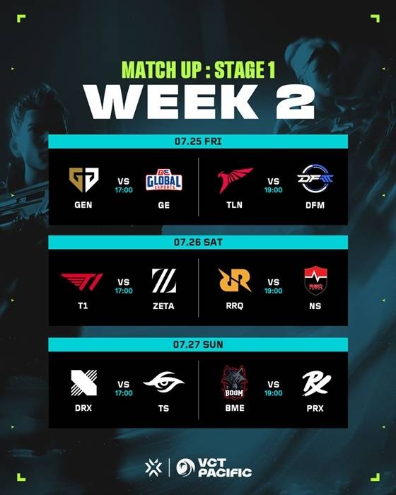 VCT 퍼시픽 스테이지2 2주 차 일정