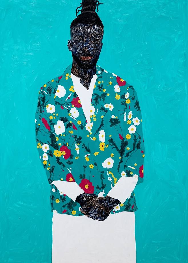 Self-Portrait-Floral Jacket, 2022, Oil on canvas, 228x164cm