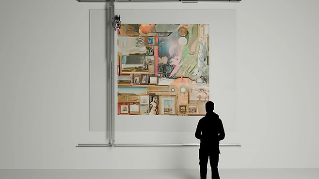 알렉산더 레벤의 실시간 인공지능(AI) 로봇 페인팅 작품 ‘Untitled Robot Painting’(2025). 지난 3월 크리스티 경매에서 8190달러에 낙찰됐다. 크리스티