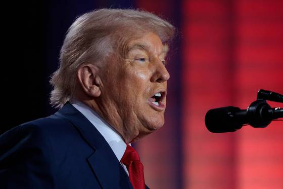 President Donald Trump speaks at an AI summit hosted by All-in Podcast and Hill & Valley Forum at the Andrew W. Mellon Auditorium on July 23, 2025, in Washington, D.C. [GETTY/YONHAP]