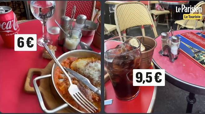 프랑스 파리 식당들이 외국인 관광객을 상대로 바가지를 씌운다는 폭로가 나왔다. 같은 메뉴를 주문한 현지인과 외국인 관광객의 결제 금액은 차이가 났다./사진=유튜브 채널 'Le Parisien'