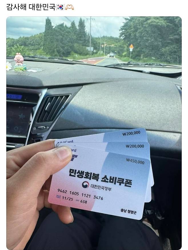 소비쿠폰을 받고 인증샷을 올린 캄보디아 출신 귀화 여성 ['스레드' 캡처]