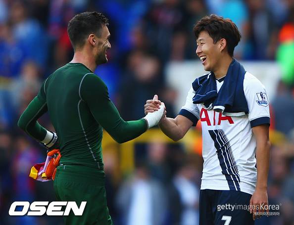 [사진] 위고 요리스와 손흥민 ⓒGettyimages(무단전재 및 재배포 금지)