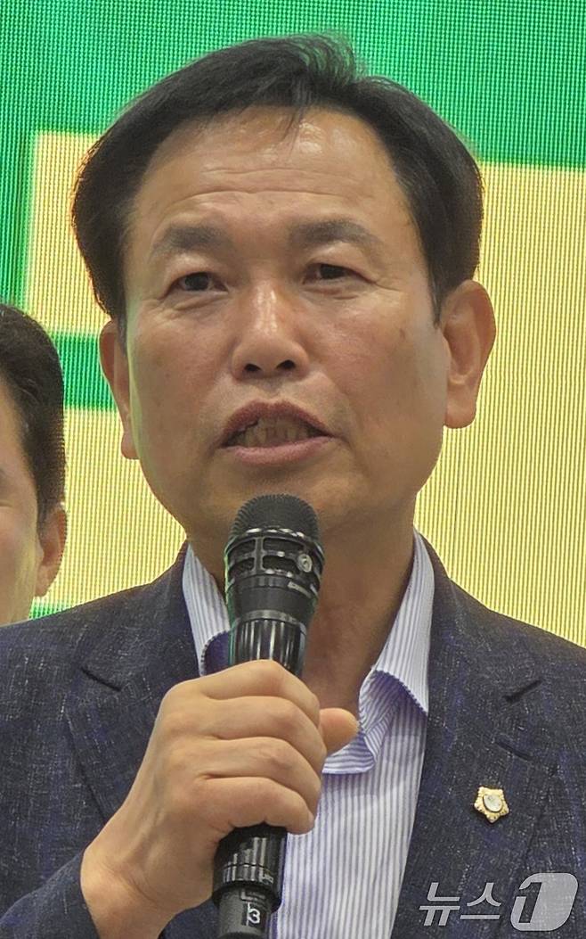 26일 구미코에서 열린 대한민국 펫캉스서 박교상 구미시의장이 인사말을 하고 있다. 펫캉스는 오는 27일까지 열린다. 2025.7.26/뉴스1 ⓒ News1 정우용 기자