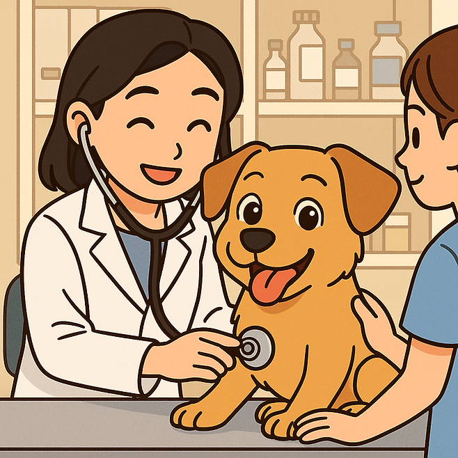 ChatGPT(DALL·E) 생성 이미지. 동물병원에서 진료받는 강아지