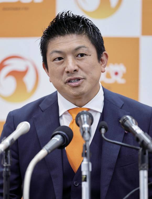 7월20일 참의원 선거 당일, 도쿄 산세이토 선거대책본부에서 가미야 소헤이 참정당 대표가 연설하고 있다. ⓒKyodo 연합