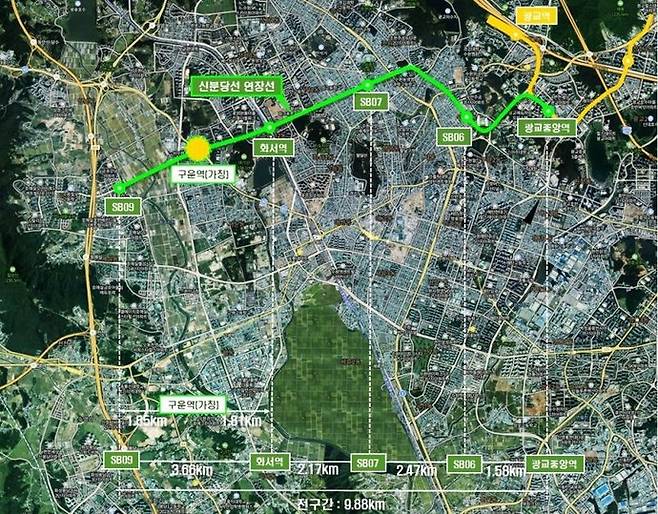 구운역 예상 위치도. 사진=수원시