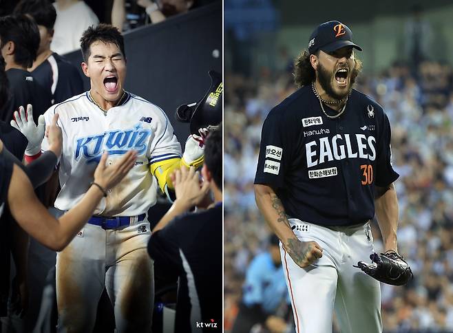 올 시즌 MVP 후보로 거론되는 안현민(KT)과 코디 폰세(한화). (KT 제공, 뉴스1 DB)