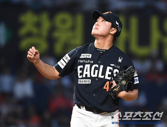 1일 창원 NC파크에서 열린 한화-NC전. 7회말 등판한 정우주.  창원=정재근 기자 cjg@sportschosun.com/2025.6.1/