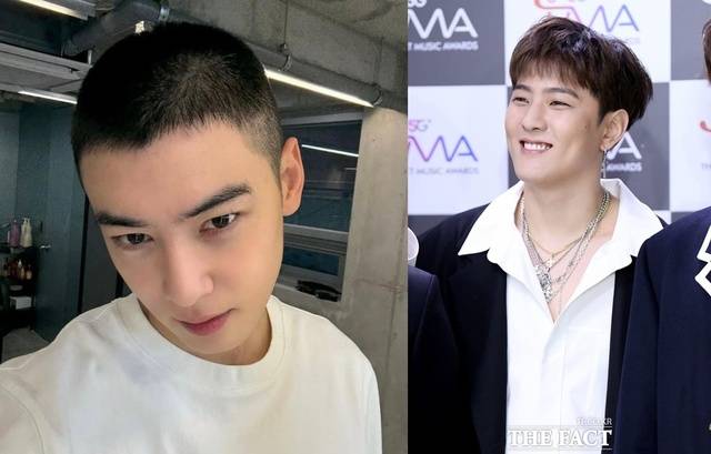 차은우(왼쪽)와 김동혁이 28일 나란히 훈련소에 입소한다. 이들은 기초군사훈련을 받은 뒤 육군 군악대에서 복무할 예정이다. /차은우 소셜 미디어, 더팩트 DB