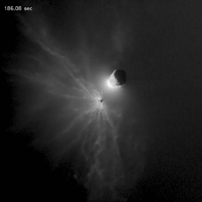 소행성 디모르포스 충돌 실험./이탈리아 우주청(ASI), 미 항공우주국(NASA), 존스홉킨스대 응용물리연구소(APL), DART, LICIACube, LUKE, IOP