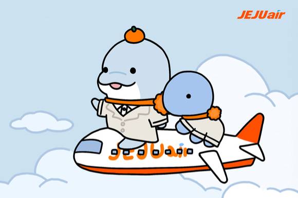 제주항공이 자체 캐릭터 제코(JEJU+ECO)를 활용해 힐링 공룡 캐릭터 '우주먼지'와 협업한다. [사진=제주항공]