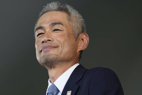 메이저리그 명예의 전당 헌액식에 참석한 스즈키 이치로가 미소 짓고 있다. AP=연합뉴스
