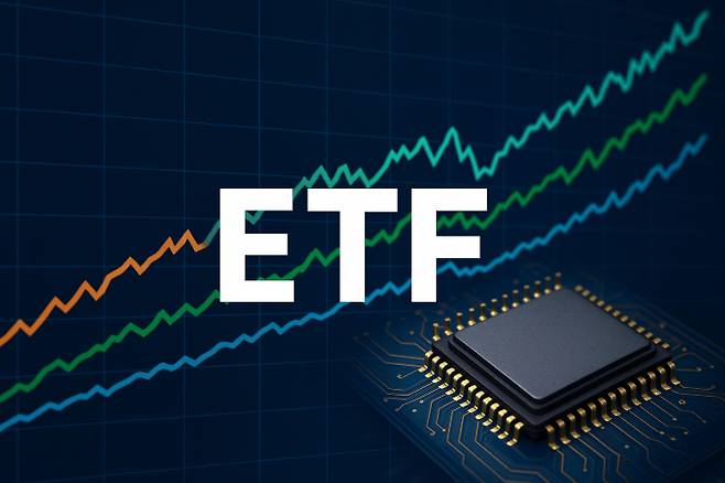 글로벌 반도체 종목들의 상승세가 이어지는 가운데 주요 지수를 추종하는 국내 상장 ETF들의 희비가 엇갈린다. /사진=챗GPT 생성 이미지
